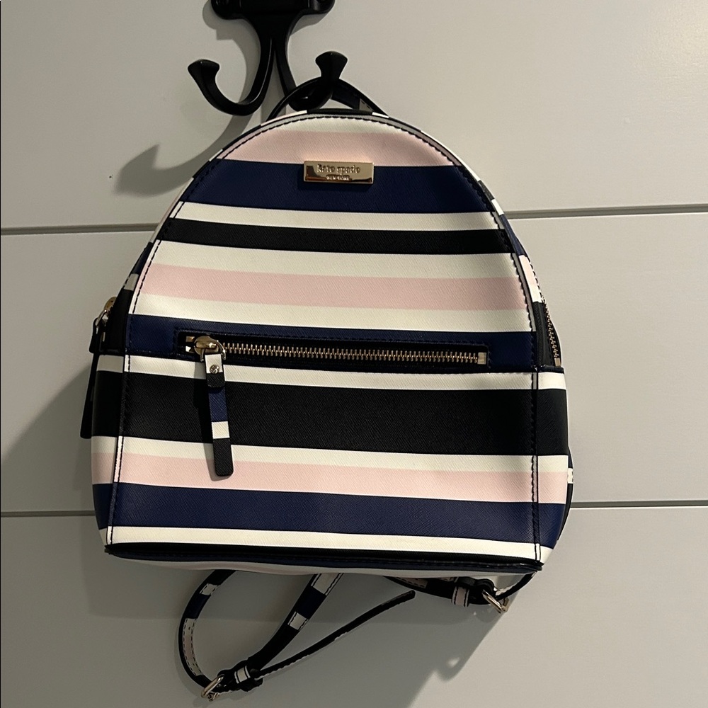 Kate Spade Navy and Pink Striped Backpack - Picture 1 of 6